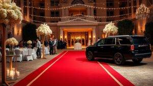 Chauffeur service for private events in San Diego with luxury SUV